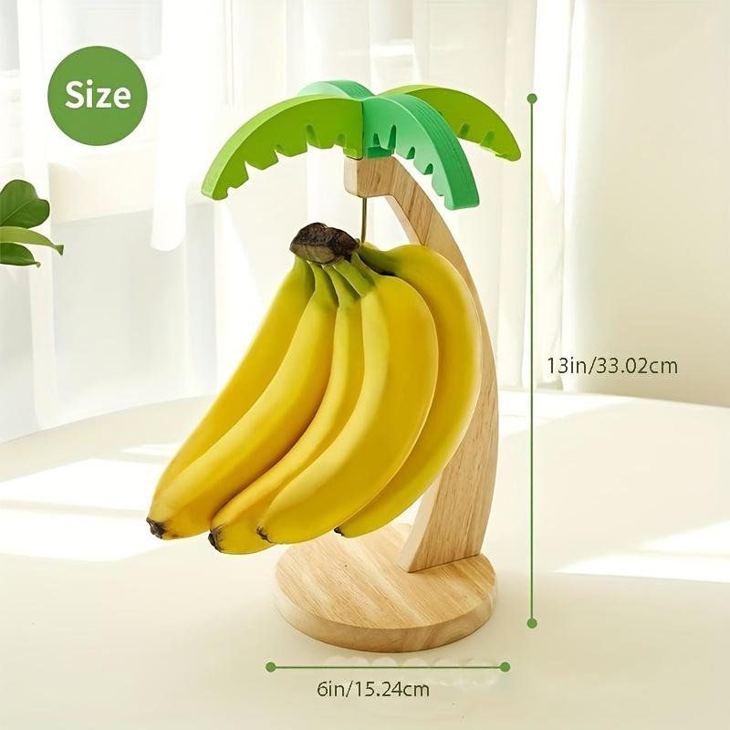 

Wood Banana Rack Household Storage Rack Living Room Fruit Storage Pylons Craftwork Simulated Leaves Fruit Creative Vertical Rack