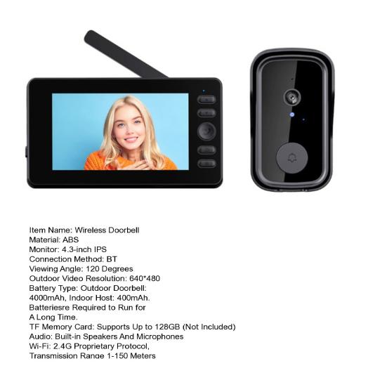 Wireless Smart Doorbell with Camera 1080P Video & Night Vision Doorbell 120 Degrees Wide