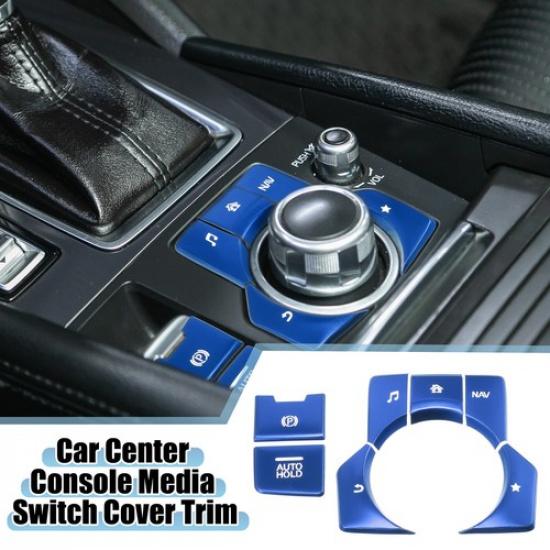 7pcs Car Center Console Media Panel Handbrake Cover Trim for Mazda CX-5 Blue