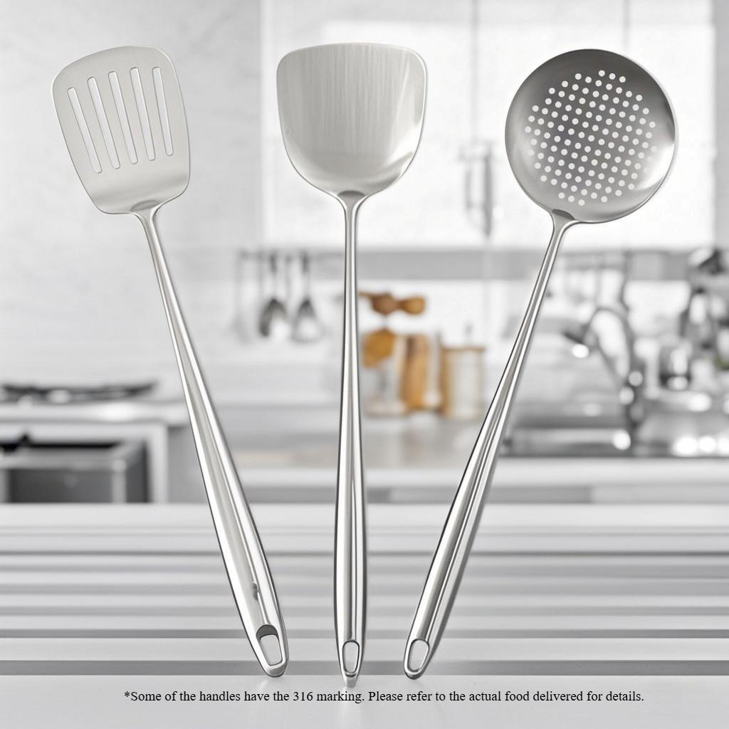 304 Stainless Steel Wok Spatula Metal kitchen utensils Slotted Turner Spoon Ladle Cooking Tools Utensil Set Kitchen Accessories