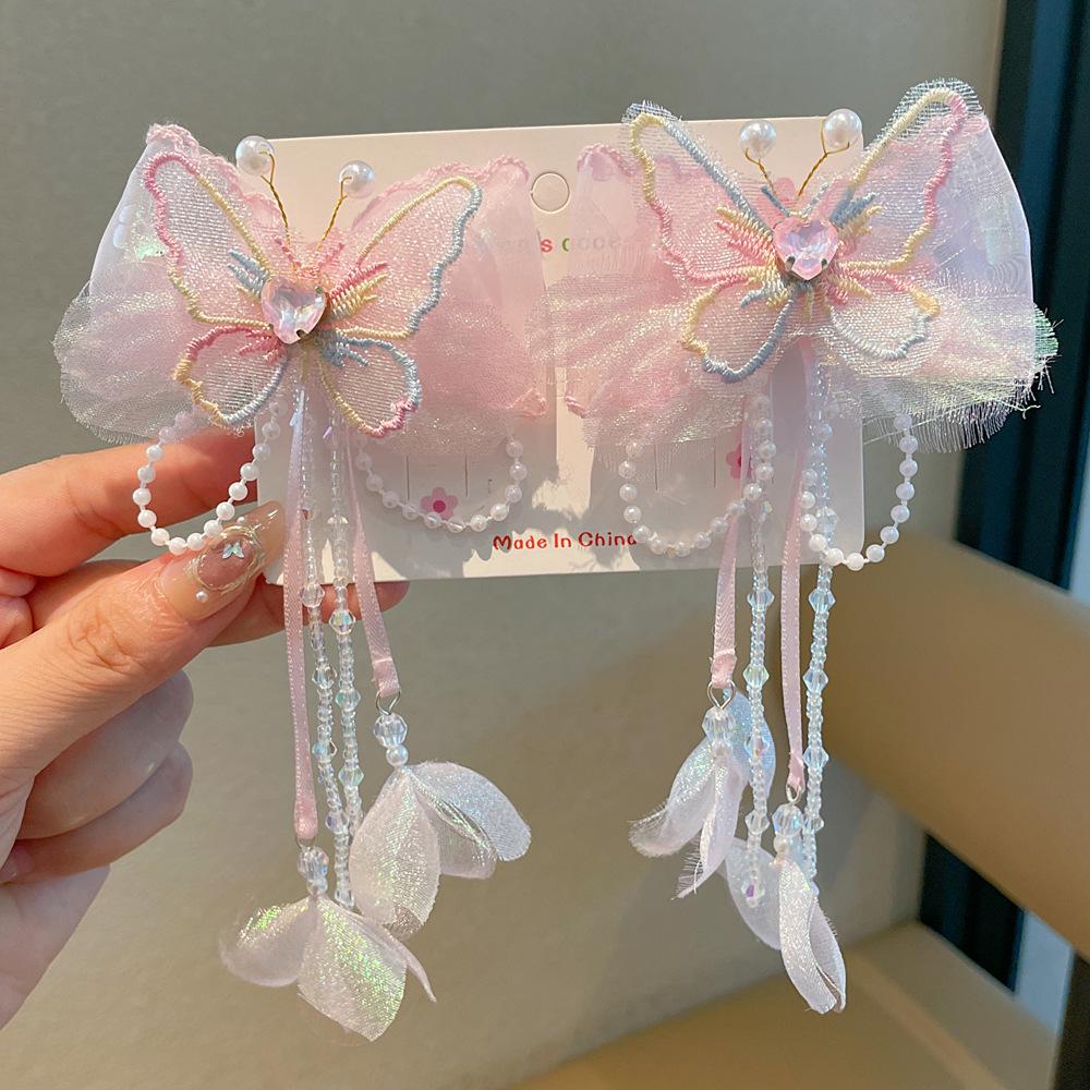 Juego de Horquillas Estilo Chino Hanfu para Niñas - Incluye Pinzas para el Cabello, Borlas Colgantes y Accesorios de Mariposa
