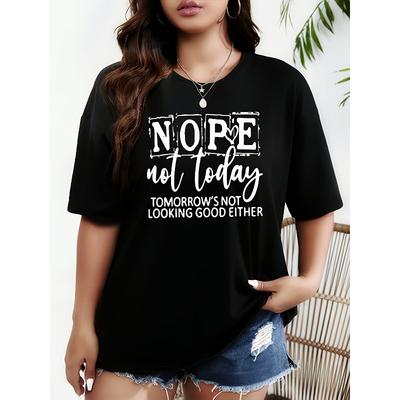 Übergröße, Übergröße Damen Oversized Schwarzes T-Shirt - Kurzarm Rundhals Lässiges Oberteil mit Stretch-Komfort, Blickdichter Stoff & Lockere Passform