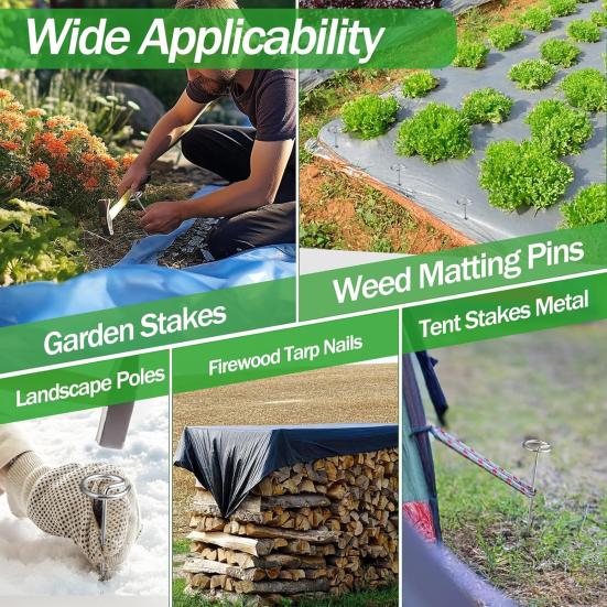 50 Pcs Circle Top Garden Stakes 6 Inch Landscape Fabric Stakes G-shaped Garden Weed Barrier Stakes Pins for Securing Garden Fabric Ground Sheets