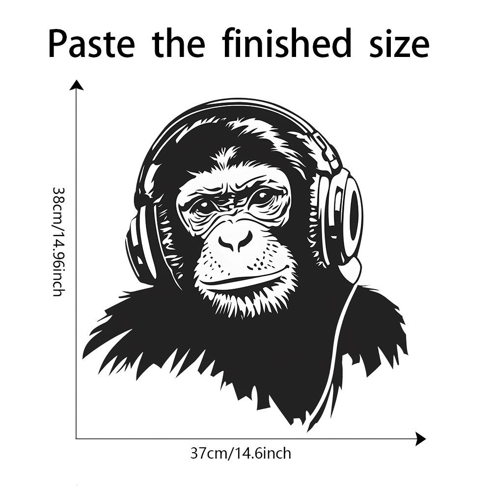 

Fun-f304 Слушать музыку Горилла Спальня Гостиная Ландшафтный дизайн Декоративные настенные наклейки Самоклеящиеся 39*40cm/fun-f304