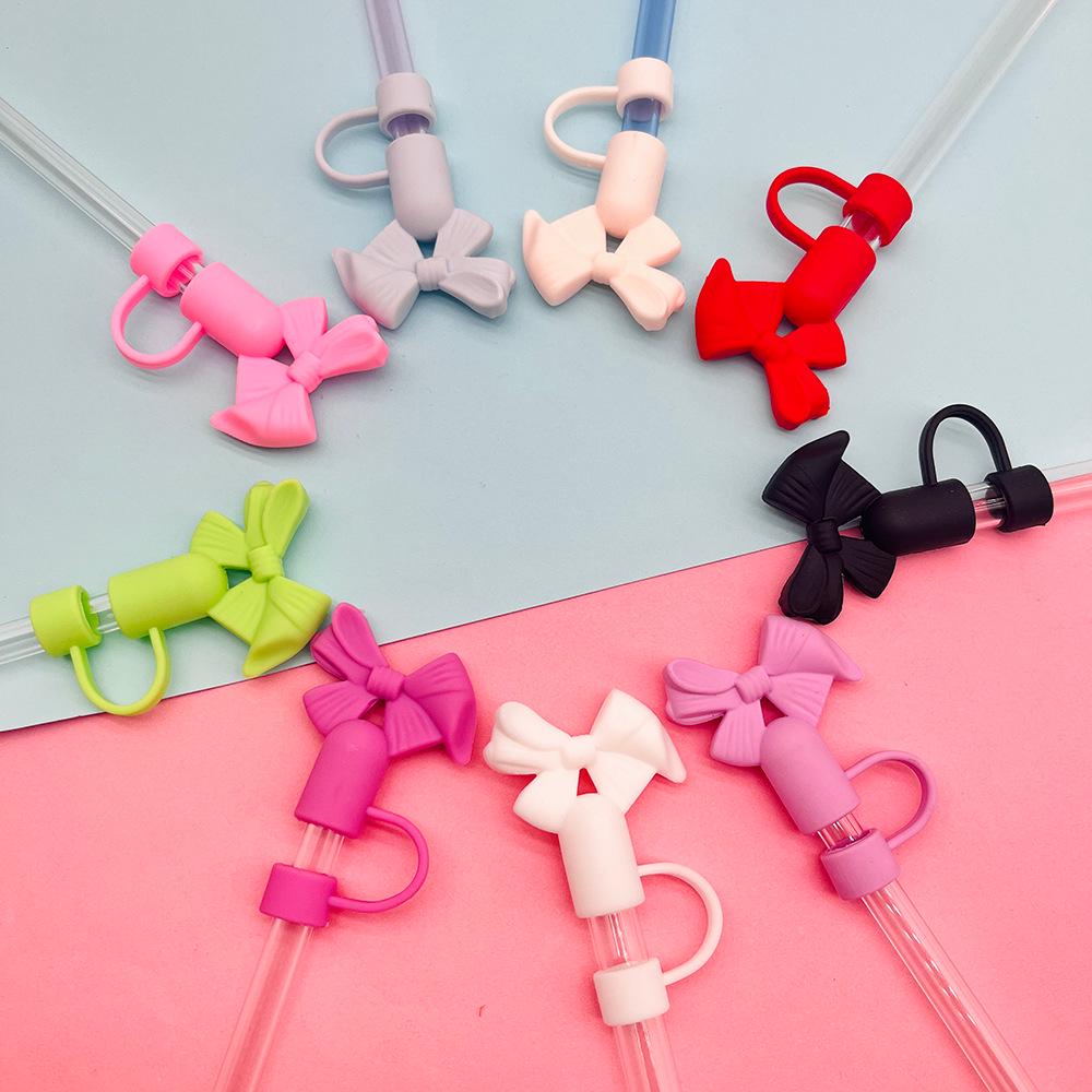 9-Piece Candy Color Straw Cap & Bow Dust Plug Set for STANLEY Cup