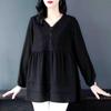 Women's Plus Size Chiffon Collared Long Sleeve T-Shirt for Spring/Autumn 2025 - Fashionable, Slimming, and Belly-Covering Top