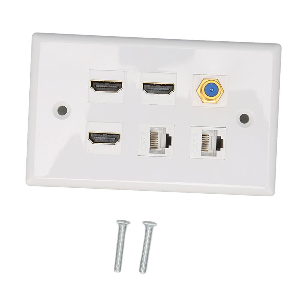HD Multimedia Interface Wall Plate 6 Ports TV F Head CAT6 Network AV Wall Plate for Home