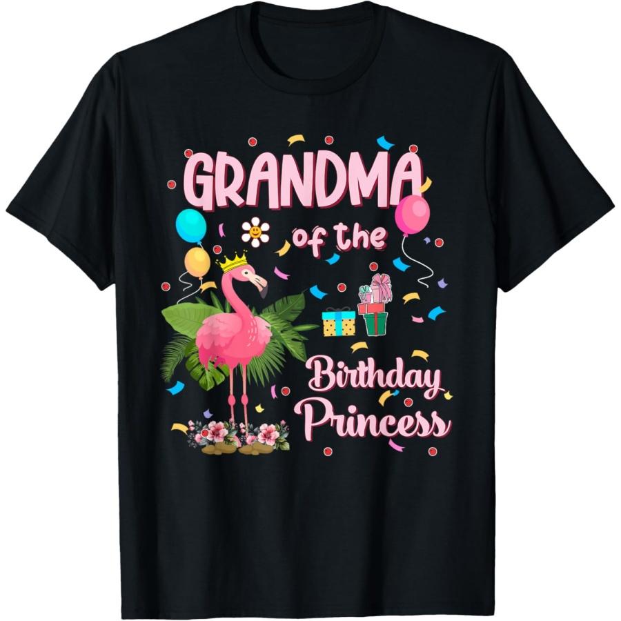 Grandma of the Birthday Princess Pink Flamingo Party Squad T-Shirt XXXXXL чёрный