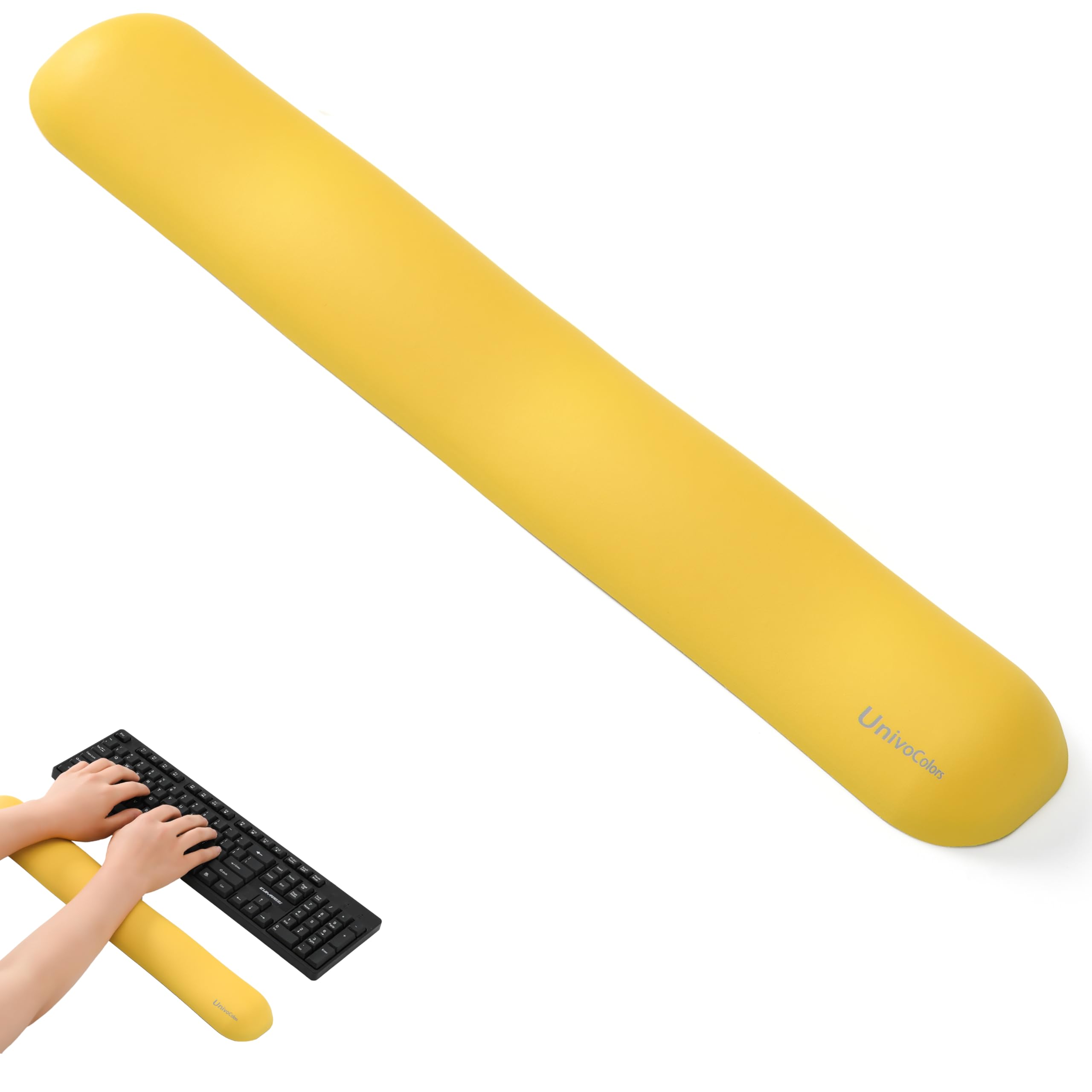 

UnivoColors Ergonomic Memory Foam Keyboard Wrist Reduces Fits Laptops and Features Memory Foam Premium PU Pressure Relieves Wrist and a Bottom Rest,