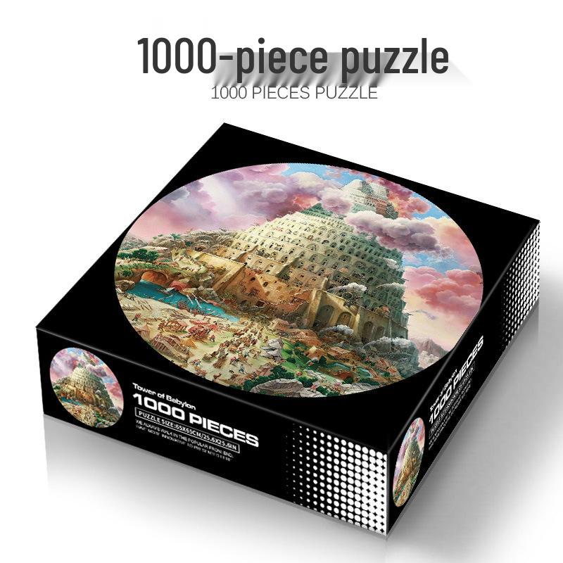 1000-Piece Adult Christmas & Halloween Round Jigsaw Puzzle Decompression Toy
