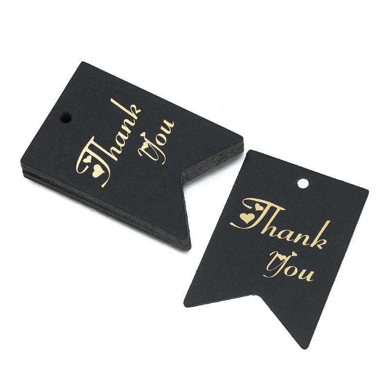 Thank You Tags 50Pcs Bronzing Stamping Black White Paper Card for Valentine's Day Gift Favor Retail Price Label