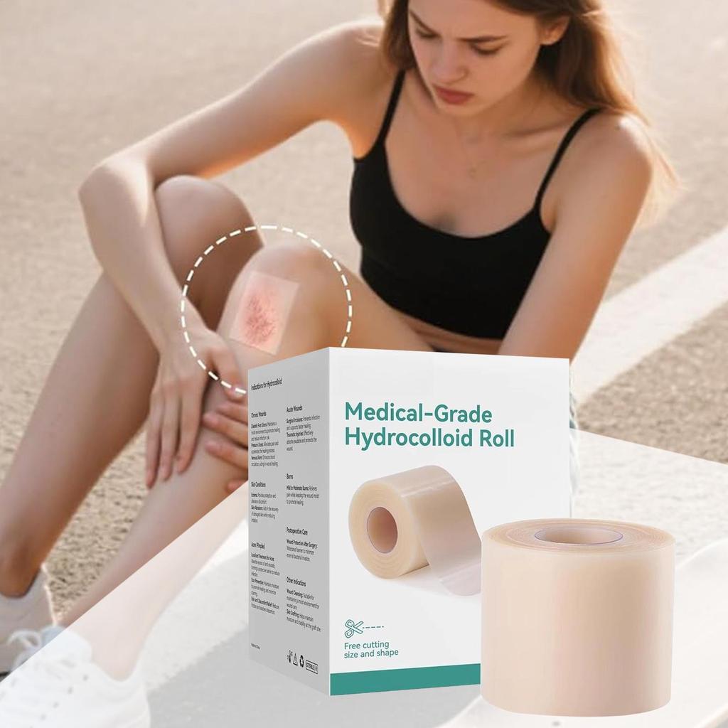 Hydrocolloid Bandage Roll 16.4ft For Wound Care Hydrocolloid Patch Bandages Waterproof Self-Adhesive For Face Body Burn Wound