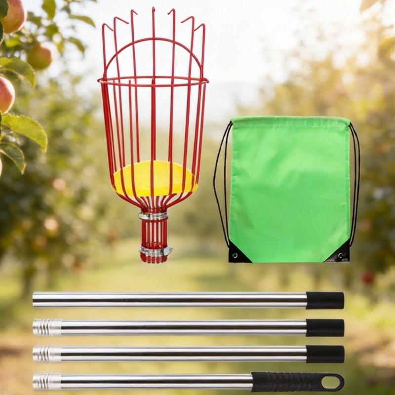 Fruit Picking with Basket, Apples Picking Tool Adjustable Rod Long Handle Avocados Grabber Tree Fruit Catcher for Harvesting