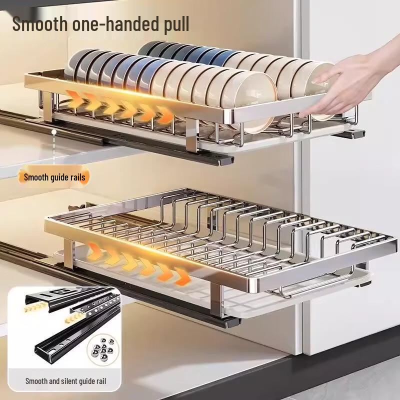 Handun Foldable Drawer Kitchen Dish Storage Rack