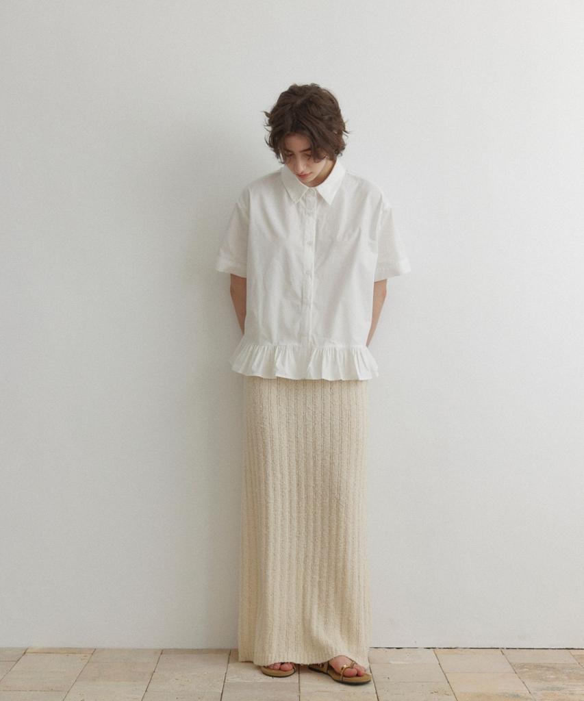 Okuka Oversized Frill Short Sleeve Shirt - White