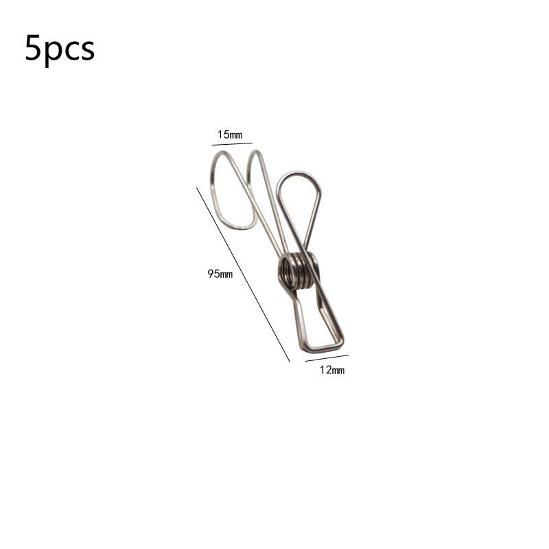 

5Pcs Stainless Steel Clothespins With Hooks Metal Spring Clips With Hooks Universal Hanging Clips For Offices Kitchens Bathroom S