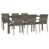 VidaXL Garden Dining Furniture and Cushions 7 Pcs Grey Rattan 3184985
