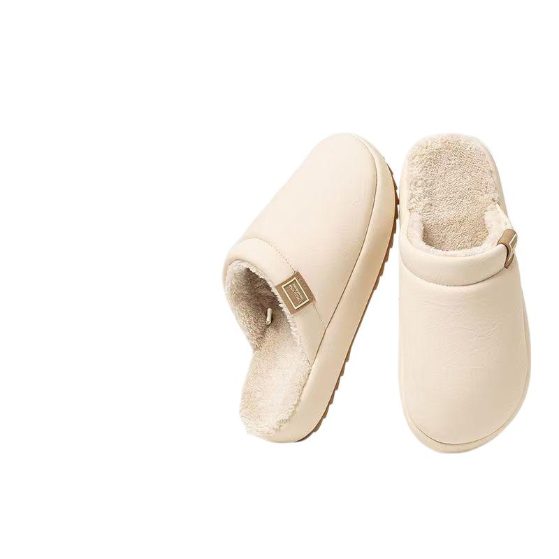 

Fleece thick-soled cotton slippers autumn and winter home women s models can keep indoor warm, non-slip and waterproof couple models 36-37 Suitable for 35-36 білий