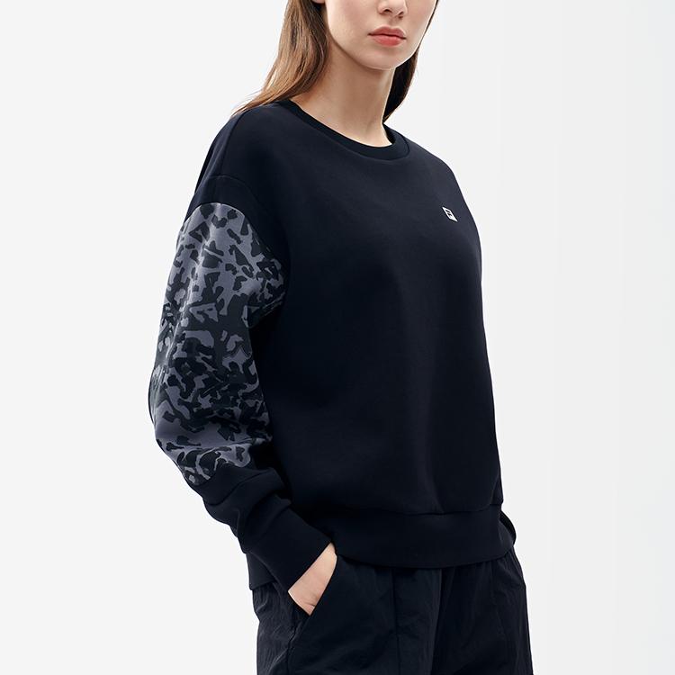 Fila Athletics Leopard Print Knit Sweatshirt Women Sweatshirt Deep-Black A11W211210FBK