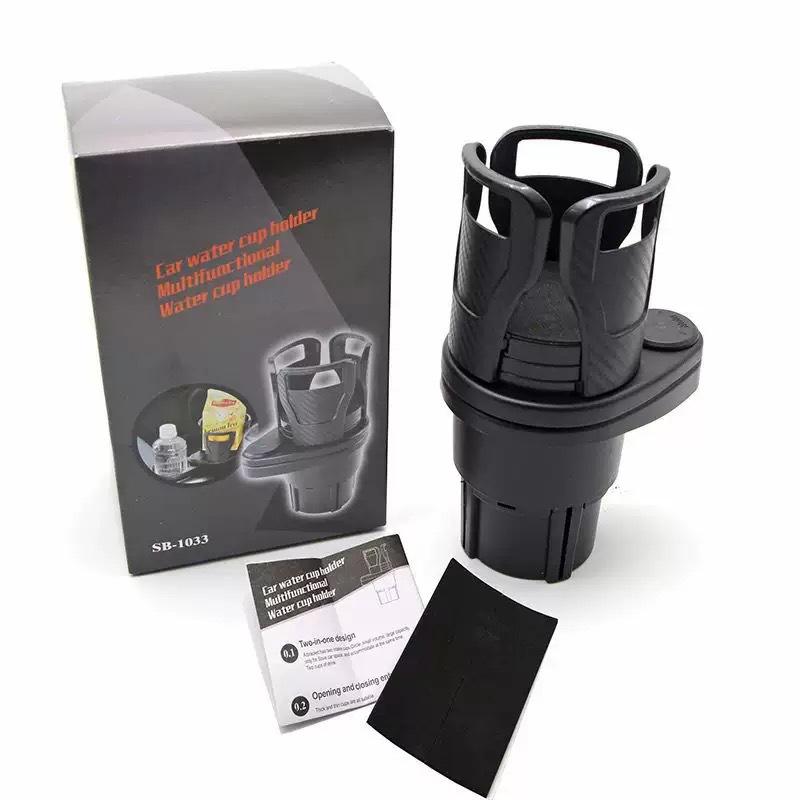 New Multi-functional Car Water Cup Holder with Carbon Fiber Texture, Retractable and Universal Rotating Beverage Cup Holder чёрный