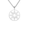 Titanium Steel Cut Circle Ring Eight Point Star Pendant Necklace Unisex Hip Hop Punk Jewelry