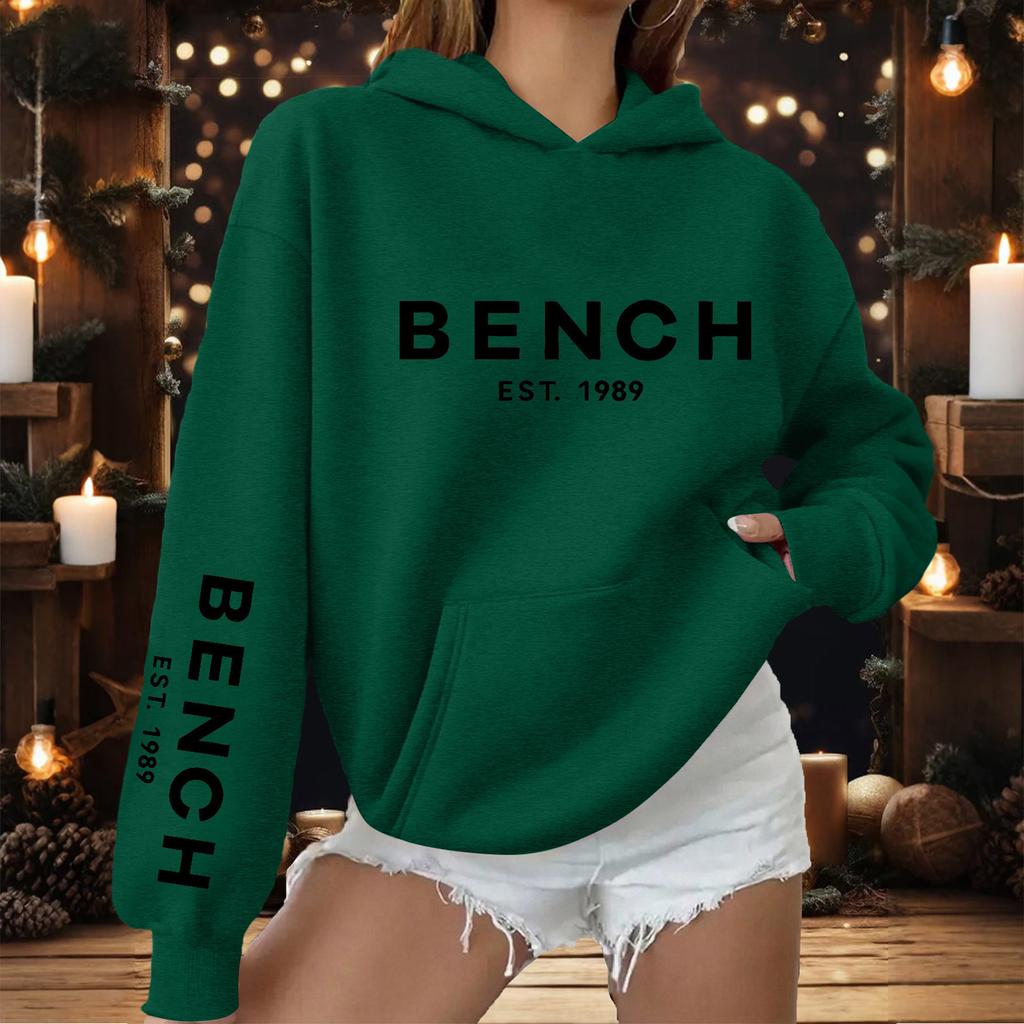 Women's Fashionable Casual Printed Letter Casual Hooded Sweatshirt With Pockets