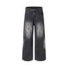 Unisex Distressed Wide Leg Straight Jeans Men Women Mid-Rise Relaxed Fit Cotton Denim Pants Washed Vintage Style