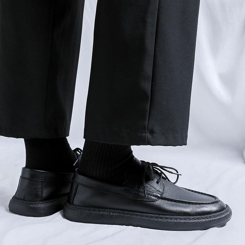 Leather Shoes Men's Spring and Autumn 2024 New Black Business Casual Platform Lightweight Dad Men's Shoes 24310-R
