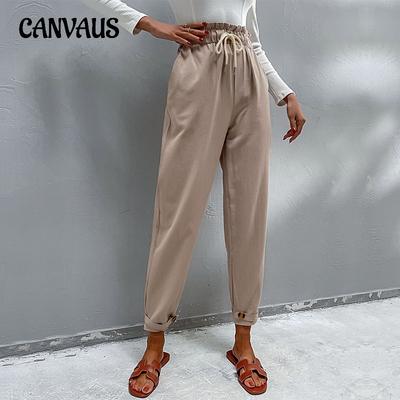 Autumn and Winter Women's Pants Casual Elastic Pants Cotton Linen Commuter Harlan Small Leg Pants