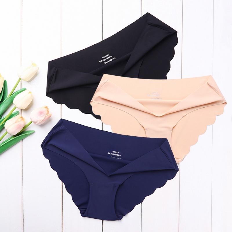 Women's Soft Ultra-thin Seamless Panties Solid Underwear Women's Sexy Low-Rise Ruffles Briefs Lingerie Underpants