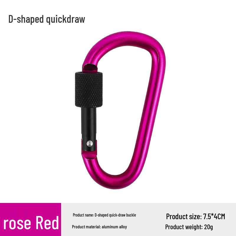 

Aluminum Alloy Carabiner Quickdraw with Lock – Keychain D-Ring Hook & Backpack Buckle for Water Bottle or Wind Rope.