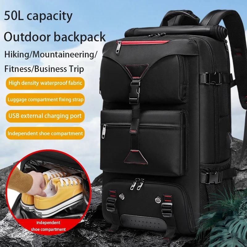 50L Reiserucksack Große Kapazität Wasserdichter Rucksack Schuhbeutel Sport Fitness Rucksäcke 16 Laptoptaschen Mochila