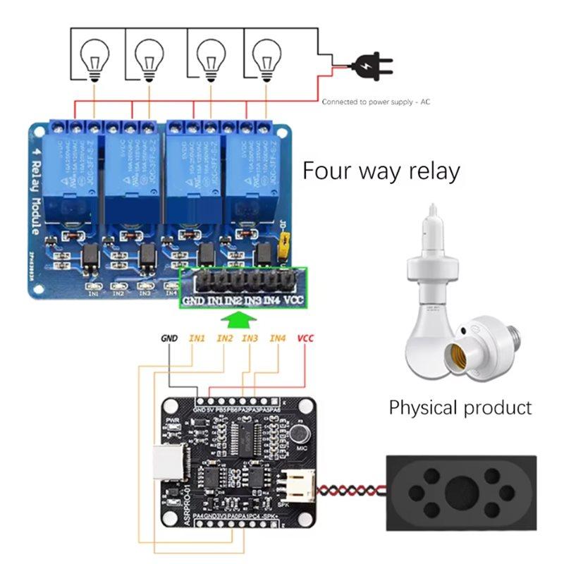 ASR-PRO Development Board Pin Headers Not Soldered AI Offline Speech Recognition Control Module