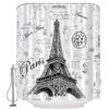 Eiffel Tower Shower Curtain Retro Hand-Painted Postmar Seal France Romantic European Paris City Architectural Cultural 70" L x 70" W Bathroom Decor