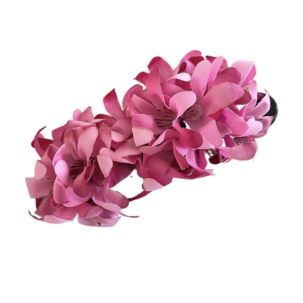 

Colorful Hanfu Hair Clip Cloth Ponytail Holder Elegant Flower Hairpin Summer Accessories рожевий