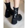 Black French Super High Heel Martin Boots Women's Autumn New Retro Skinny Versatile Coarse Heel Small Boots