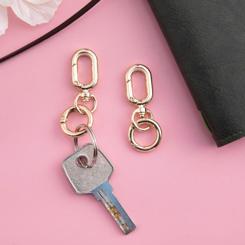 12pcs Double Opening Swivel Clasp Clips Metal Swivel Spring Snap Hooks Key Chain Clip with Key Ring Spring Coil Opening Keychain