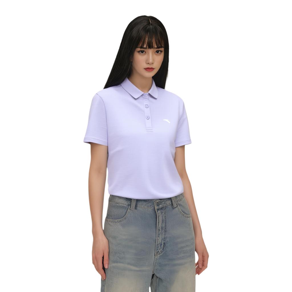 Anta Comfortable Quick-Dry Versatile Short Sleeve Polo Shirt Women tops Lavender 162427155-3