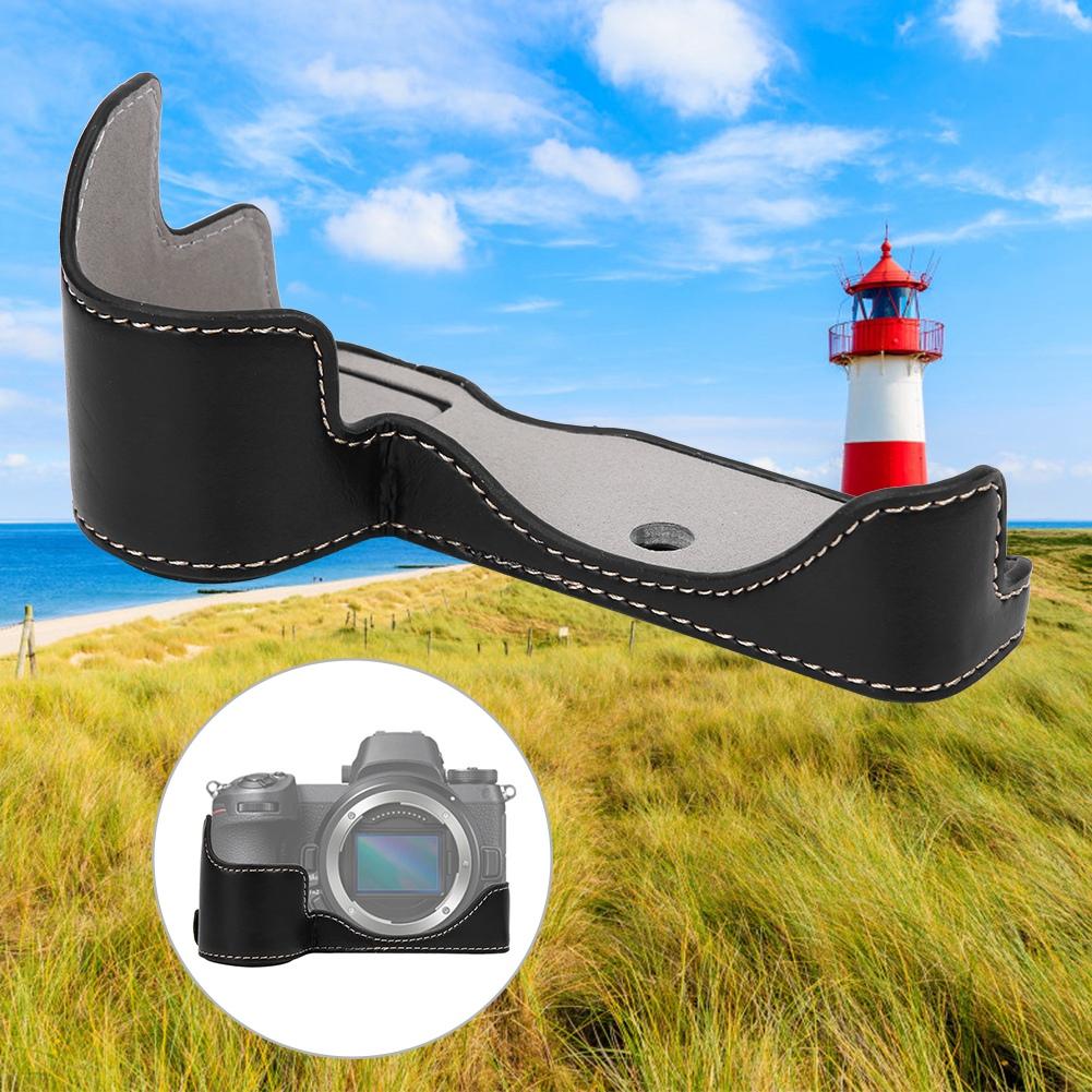 PU-lær Halvkropps Kameraveske Deksel Beskytter for Nikon Z6 Z7(svart)