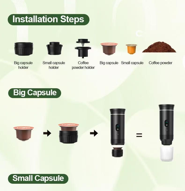 Upgraded Portable Capsule Espresso Machine - Small, Electric, Black