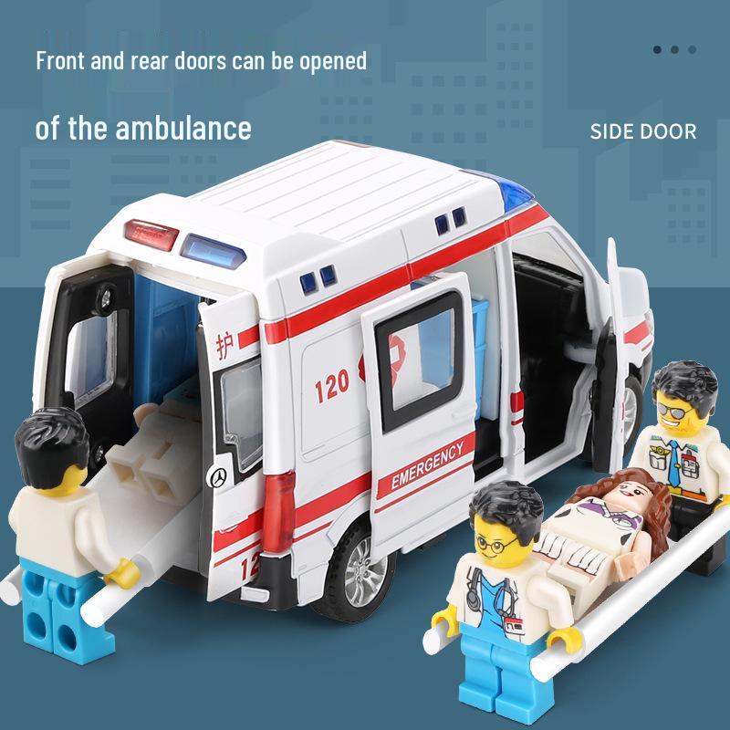 Multifunctional Alloy Police Car and Ambulance Toy with Sound and Light