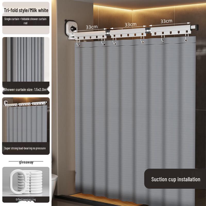 Xihe Foldable Bathroom Shower Curtain