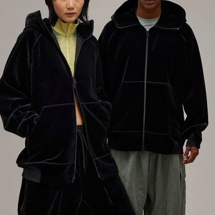 Y-3 Velvet Jackets Unisex Black Hooded Moderate Straight Fit IL2149-