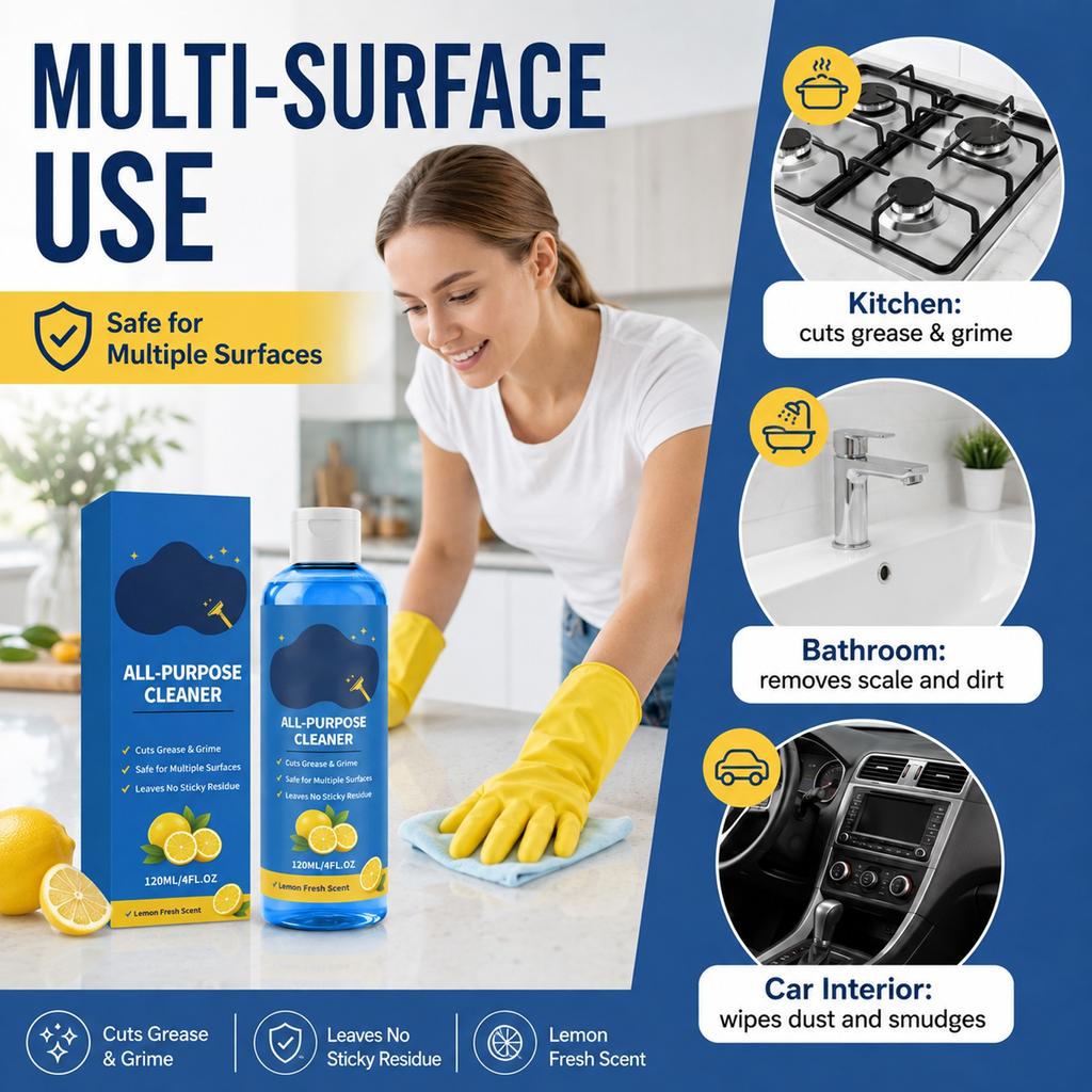 Multi-Purpose Cleaner 120, All-in-One Cleaning Solution for Kitchen, Bathroom and Household Surfaces