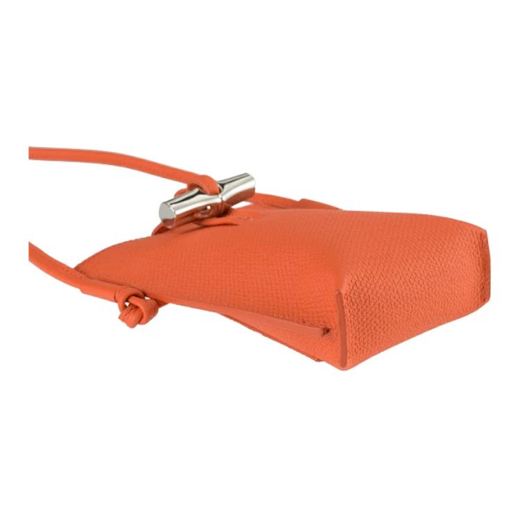 Longchamp Le Roseau Monochrome Stitching Detail Leather Shoulder Crossbody Phone Bag Women bags Orange 34180HPN017