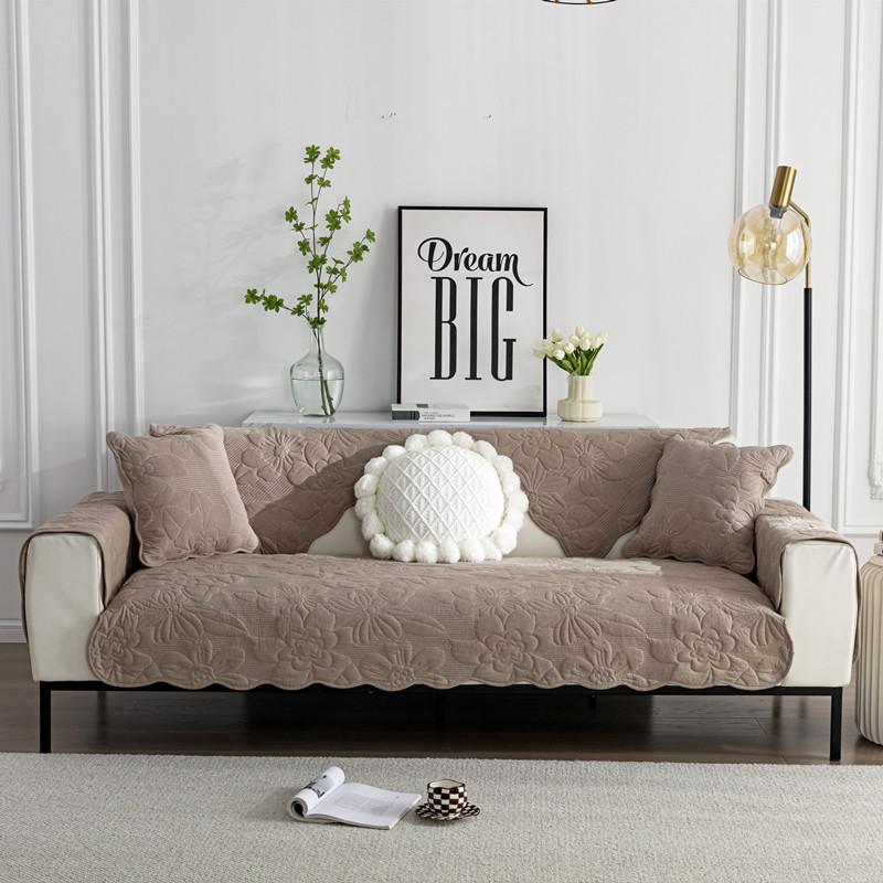 

Универсальная хлопковая стеганая подушка для дивана с вышивкой Four Seasons, простая корейская ткань, нескользящая подушка для дивана, полотенце 110*210cm