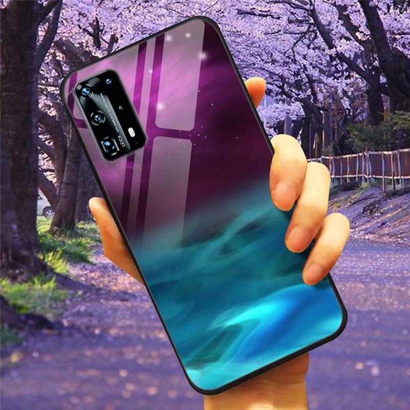 For Huawei P40 Lite / P40Pro Case P 40 Tempered Glass Starry Marble Hard Back Cover for Huawei P40 Pro / P40Lite E Cases Coque