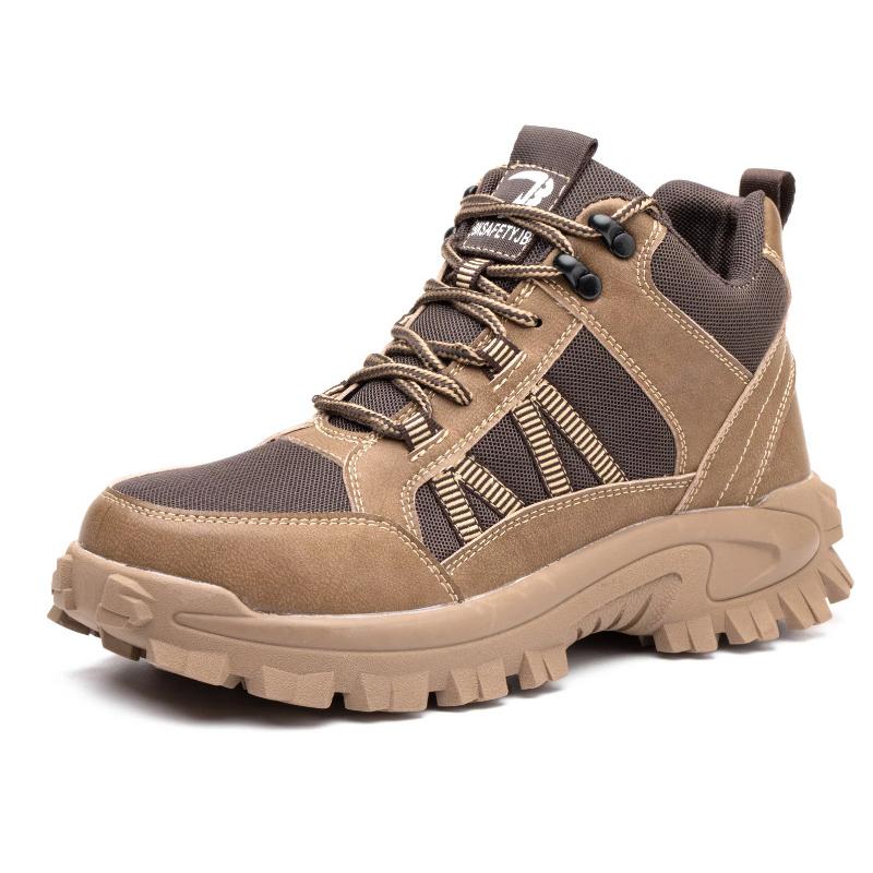 

Обувь для защиты труда. Мужская противоударная и ударопрочная четырехсезонная модная защитная обувь с высоким берцем. 48 коричневый