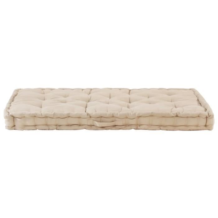 VidaXL Coussin de plancher de palette Coton 120x80x10 cm Beige