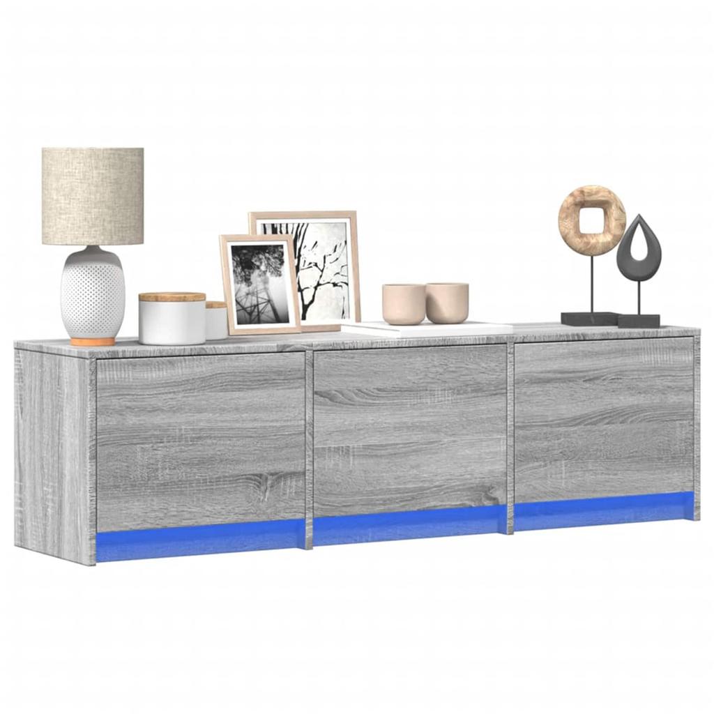 TV Cabinet with LED Lighting Grey Sonoma 140 x 34 x 40 cm Particleboard